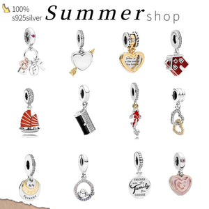 925 Sterling Silver Heart Charm Pendant for Bracelets Necklaces