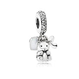 925 Silver Heart Charm Pendant for Bracelets Necklaces