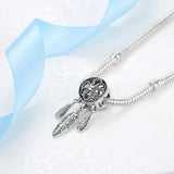 925 Silver Charm Beads Dream Catcher Dangle Charms Bracelet DIY Jewelry