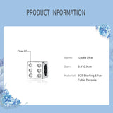 925 Sterling Silver Crystal Dice Charm for Bracelet