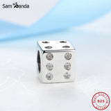 925 Sterling Silver Crystal Dice Charm for Bracelet