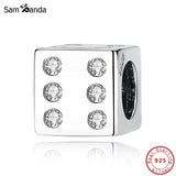 925 Sterling Silver Crystal Dice Charm for Bracelet
