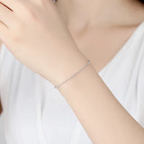 925 Sterling Silver Beaded Snake Chain Bracelet Women Bangles