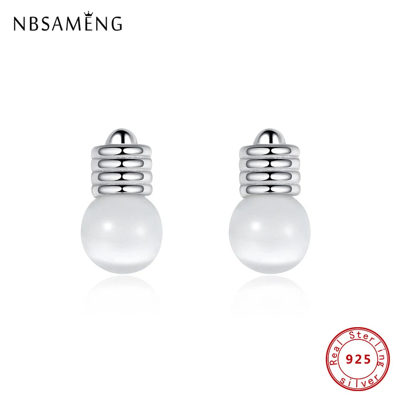 925 Silver Opal Bulb Studs Earrings For Women Gift