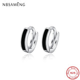 925 Sterling Silver Hoop Earrings Enamel Piercing Earings