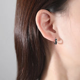 925 Sterling Silver Hoop Earrings Enamel Piercing Earings