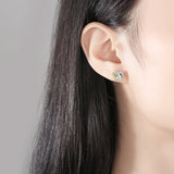 925 Sterling Silver Interlinked Circles Stud Earrings Pave CZ
