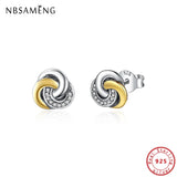 925 Sterling Silver Interlinked Circles Stud Earrings Pave CZ