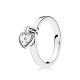 925 Sterling Silver Pan Ring with Lettering Logo Clover Petal Bow
