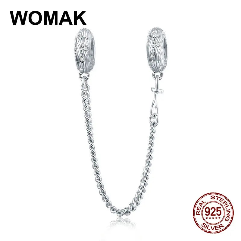 925 Sterling Silver Safety Chain Charm Beads for Bracelet DIY Jewelry Making