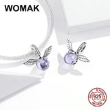 925 Silver Necklace Pendant Purple Glass Elf Ball Charm for DIY Jewelry Making