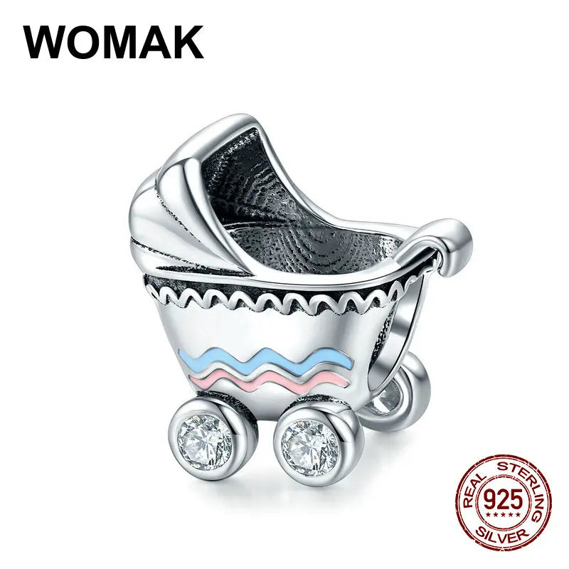 925 Silver Baby Carriage Charm for Bracelet DIY