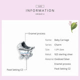 925 Silver Baby Carriage Charm for Bracelet DIY
