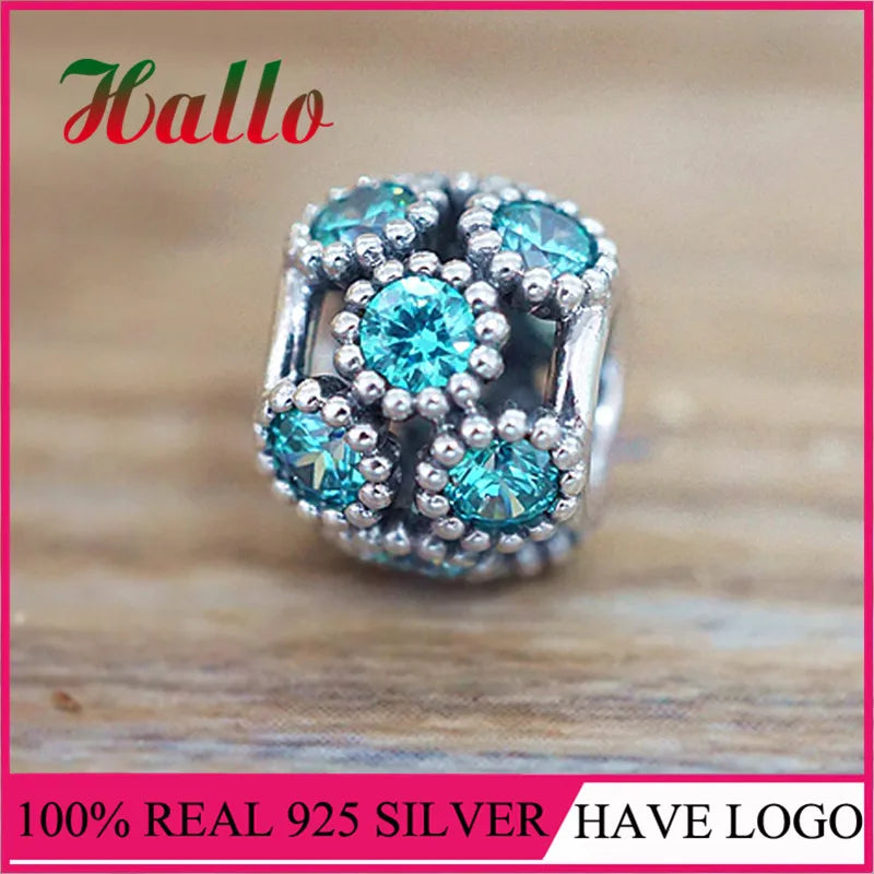 925 Silver Teal CZ Charms Beads for Bracelets & Necklaces