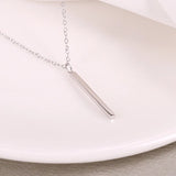 S925 Silver Necklace Geometric Rectangle Pendant Chain for Women