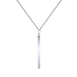 S925 Silver Necklace Geometric Rectangle Pendant Chain for Women