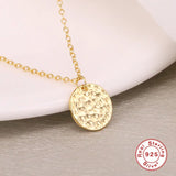 S925 Sterling Silver Round Pendant Necklace Unisex Chain Couple Girls Gift