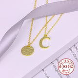 S925 Sterling Silver Round Pendant Necklace Unisex Chain Couple Girls Gift