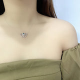 Emerald Zirconia Heart Pendant 925 Silver Necklace