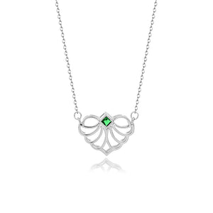 Emerald Zirconia Heart Pendant 925 Silver Necklace