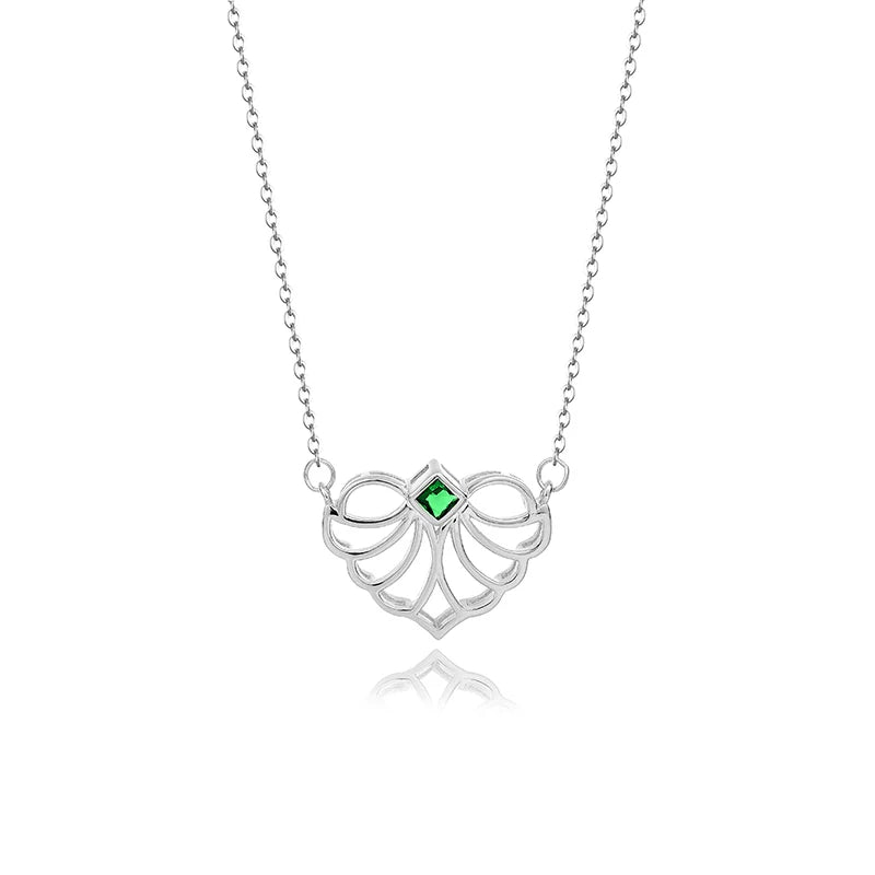Emerald Zirconia Heart Pendant 925 Silver Necklace