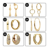 18K Shine Hoops Earrings Zircon Stones Dangling