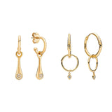 18K Shine Hoops Earrings Zircon Stones Dangling