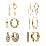 18K Shine Hoops Earrings Zircon Stones Dangling