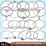 925 Silver Snake Chain Charm Bracelet DIY Gift Women Jewelry