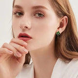 Luxury Flower Geometry Earrings Green Red for Girls
