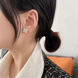 Luxury Flower Geometry Earrings Green Red for Girls