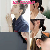 Luxury Flower Geometry Earrings Green Red for Girls