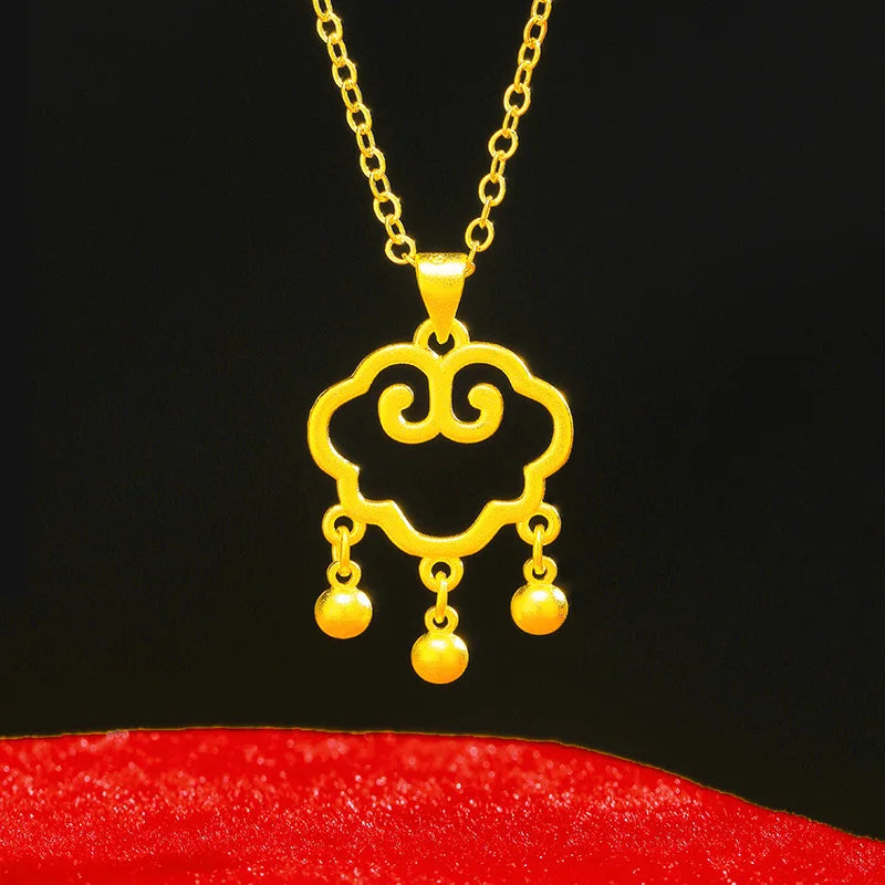 24K Lock Pendants Abacus Vintage Hollow Out Bell Pendant