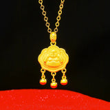 24K Lock Pendants Abacus Vintage Hollow Out Bell Pendant