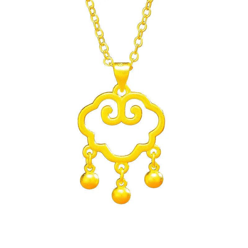 24K Lock Pendants Abacus Vintage Hollow Out Bell Pendant