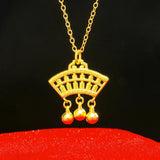 24K Lock Pendants Abacus Vintage Hollow Out Bell Pendant