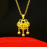 24K Lock Pendants Abacus Vintage Hollow Out Bell Pendant