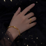 24K Yellow Cycle Open Bracelets for Women Baby Pure 999 Golden Plated Bangles