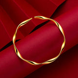 24K Yellow Cycle Open Bracelet Women Baby Pure 999 Golden Plated Bangles