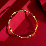 24K Yellow Cycle Open Bracelet Women Baby Pure 999 Golden Plated Bangles