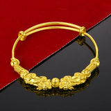24K Yellow Money Pixiu Transfer Beads Bracelets for Women Baby