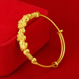 24K Yellow Money Pixiu Transfer Beads Bracelets for Women Baby