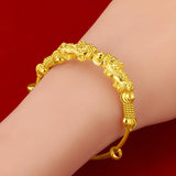 24K Yellow Money Pixiu Transfer Beads Bracelets for Women Baby