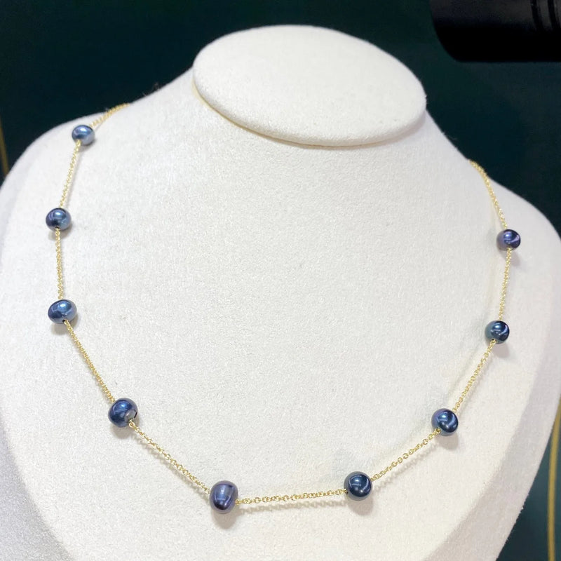 5-6mm Freshwater Pearl Necklace 14K Sweater Chain