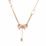 Purple Bow Necklace Pendant 14K Rose Jewelry