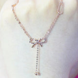 Romantic Purple Bow Necklace Pendant 14K Rose Jewelry