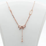 Romantic Purple Bow Necklace Pendant 14K Rose Jewelry