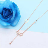 Romantic Purple Bow Necklace Pendant 14K Rose Jewelry