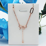 Romantic Purple Bow Necklace Pendant 14K Rose Jewelry