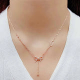 Purple Bow Necklace Pendant 14K Rose Jewelry